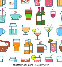 Set of drink and beverage icons. Vector illustration