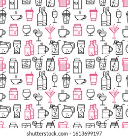 Set of drink and beverage icons. Vector illustration