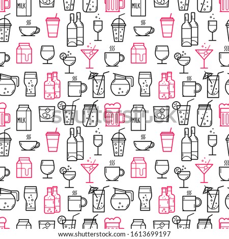 Set of drink and beverage icons. Vector illustration