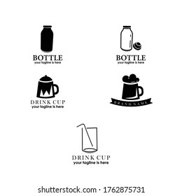 set of drink brand logo design template
