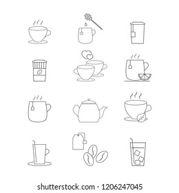 Set of drink coffee or tea icons