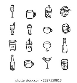 Set of Drink doodle hand drawing, Vector