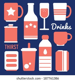 Set of drink in flat style illustration
