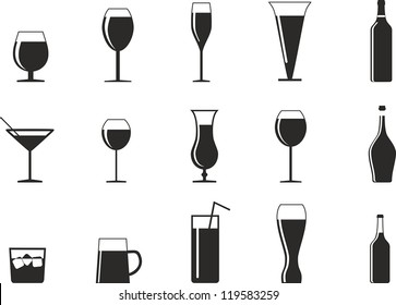 set of drink glasses in the form of icons