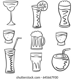 Set of drink hand draw doodles
