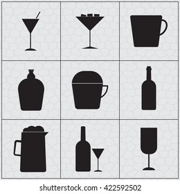 Set of drink icon Silhouettes