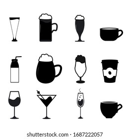 Set Of Drink Icon Variations. Symbol Beverage Design