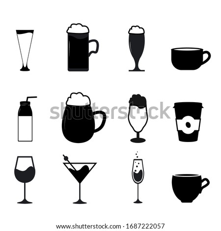 Set of drink icon variations. Symbol beverage design