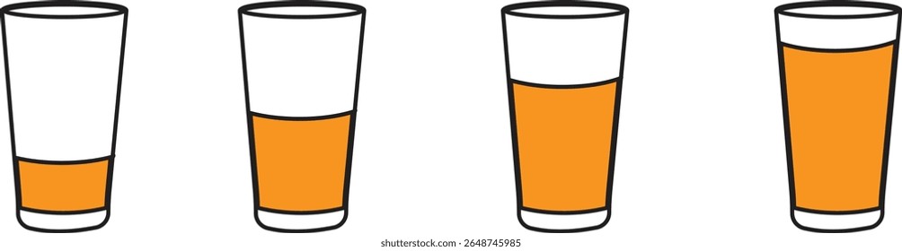 Set of drink icons featuring wine glass silhouette cocktail beer champagne martini cup vector design for bar party beverage collection