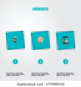Set of drink icons flat style symbols with latte, tree, coffeemaker and other icons for your web mobile app logo design.