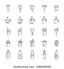 Set drink icons hand drawn line style set on white background - Shutterstock ID 1086330950