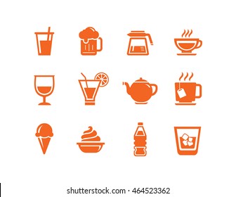 Set of Drink icons in white background