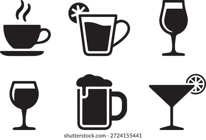 Getränkeschnitzel einzeln auf weißem Hintergrund, perfekt für Getränke, Bar-Menüs, Cafés, Restaurants, Partys und Designprojekte zum Thema Essen.