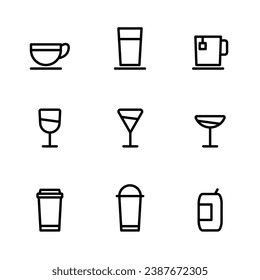 set of drink theme icons with one theme