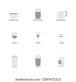 set of drink theme icons with one theme
