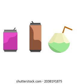 set drink vector, drink illustration on white background, simple concept.