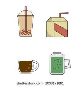 set drink vector, drink illustration on white background, simple concept.