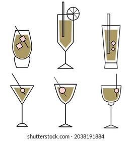 set drink vector, drink illustration on white background, simple concept.