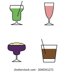 set drink vector, drink illustration on white background, simple concept.