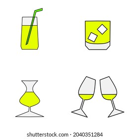 set drink vector, drink illustration on white background, simple concept.