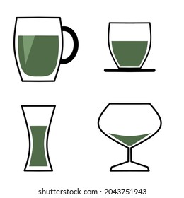 set drink vector, drink illustration on white background, simple concept.