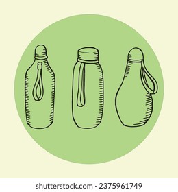 Set of drinking bottle hand drawing illustration vector