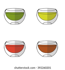 A set of drinking bowls with double walls