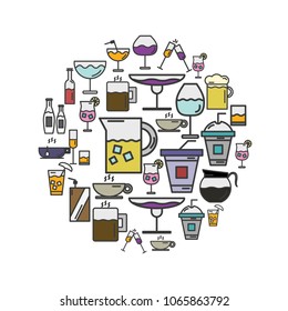Set of Drinking Icon with Color