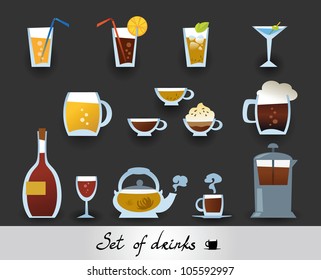 Set of drinks