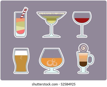 set of drinks for a bar menu
