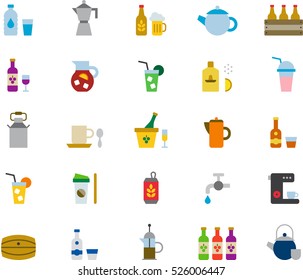 set of DRINKS & BEVERAGES color flat icons