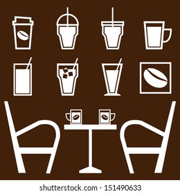 Set of drinks in coffee shop, stock vector