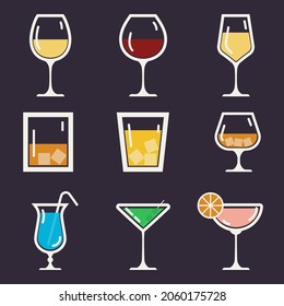 A set of drinks for design in flat style