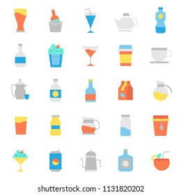set of drinks glasses icon with modern style and flat concpet, editable stroke use for restarurant, caffee, and bar menu, web, application, outline, flat color
