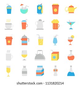 set of drinks glasses icon with modern style and flat concpet, editable stroke use for restarurant, caffee, and bar menu, web, application, outline, flat color