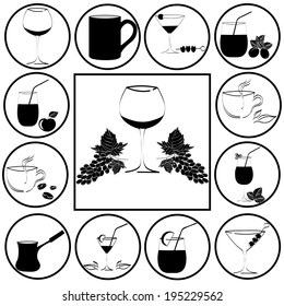 set of drinks in glasses. Vestor