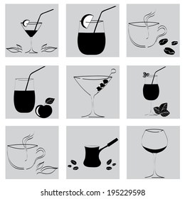 set of drinks in glasses. Vestor