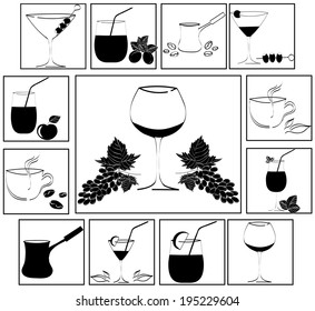 set of drinks in glasses. Vestor
