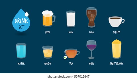 set of drinks icon with  detail