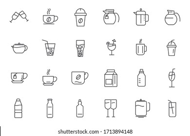 set drinks icon template for graphic and web design collection. drinks pack symbol logo vector illustration