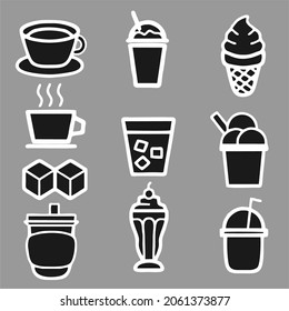 Set of drinks icon. Vector illustration thin line style. Suitable for web icons, logo, and creative design