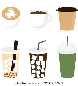 Set drinks include Latte, Espresso, Hot and Iced Americano, Bubble Milk Tea, Iced Green Tea.