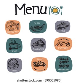 set drinks lunch, breakfast Vector background for design restaurant menu