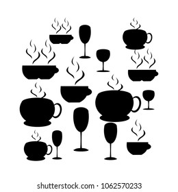 Set of drinks on a white background.