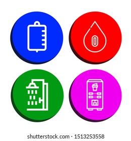 Set of drip icons such as Iv bag, Blood type, Shower, Coffee machine , drip