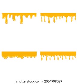 Set of dripping honey vector. Melting dripping honey drops realistic Vector. Isolated on white

