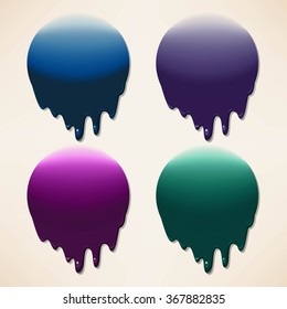Set of dripping ink splatters