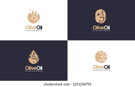 Set of Dripping Olive Oil Logo designs concept vector