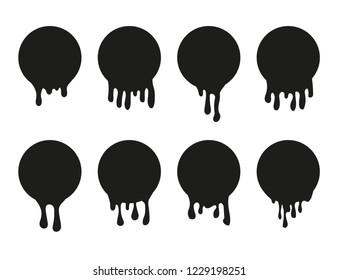 Set of dripping paint icon for design. Vector illustration.