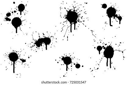 Set of dripping paint splatters